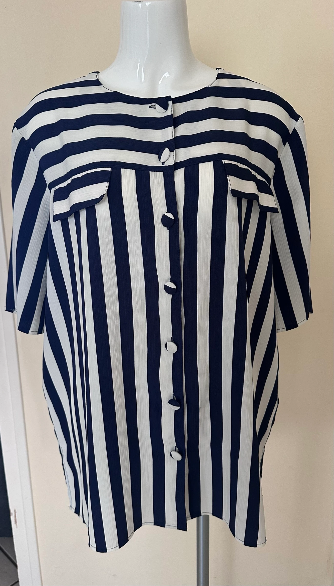 Canda marineblauw & wit gestreept overhemd – Maat 46 – Impeccabele staat – photo 4